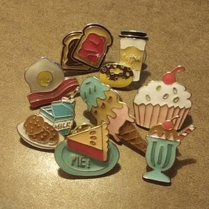 Food pins 8 pcs desserts and breakfast